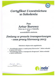 Certyfikat INELO 2013.07.25